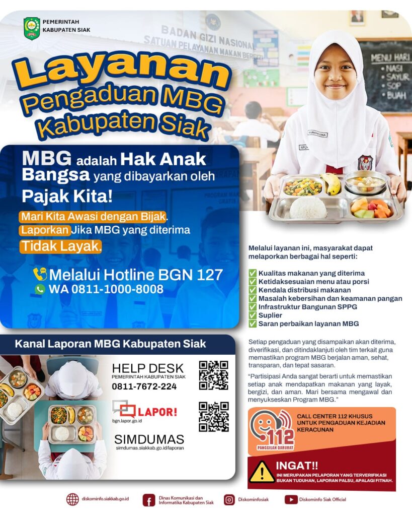 Pemkab Siak Sediakan Layanan Pengaduan MBG Melalui WhatsApp