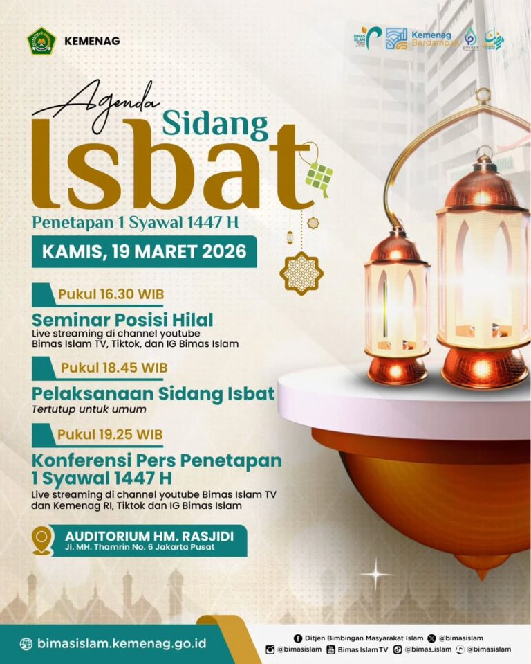 Kemenag Jadwalkan Sidang Isbat Penetapan 1 Syawal 1447 H pada 19 Maret 2026