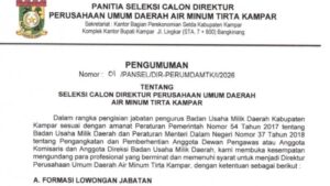 Pemkab Kampar Resmi Buka Seleksi Direktur Perusda Tirta Kampar