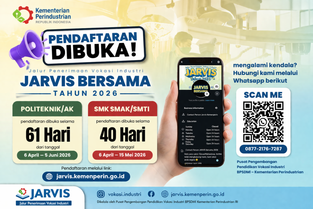 Pendaftaran Jarvis Bersama 2026 Dibuka, Kemenperin Sediakan Jalur Vokasi Industri untuk Ribuan Peserta
