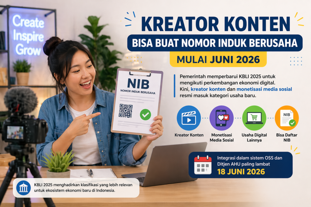 Mulai Juni 2026, Kreator Konten Dapat Mengurus Nomor Induk Berusaha